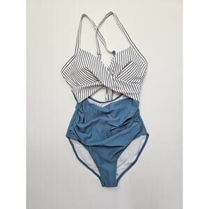 Eomenie Striped one piece cut out Bathing suit swim Women Size S
